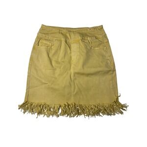 Ethyl Clothing Womens Yellow Denim Frayed Hem A Line Mini Skirt Size 6